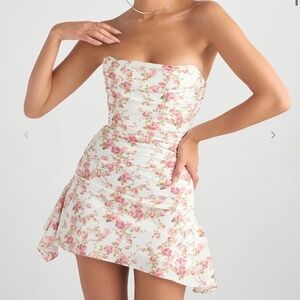 House of CB Jasmine Rose Print Draped Corset Dress
